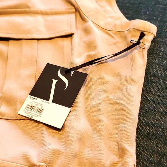 SAFARI CUTE! NWT Vera Wang beige/tan wide-leg, sleeveless, jumpsuit w/POCKETS! - Picture 12 of 14